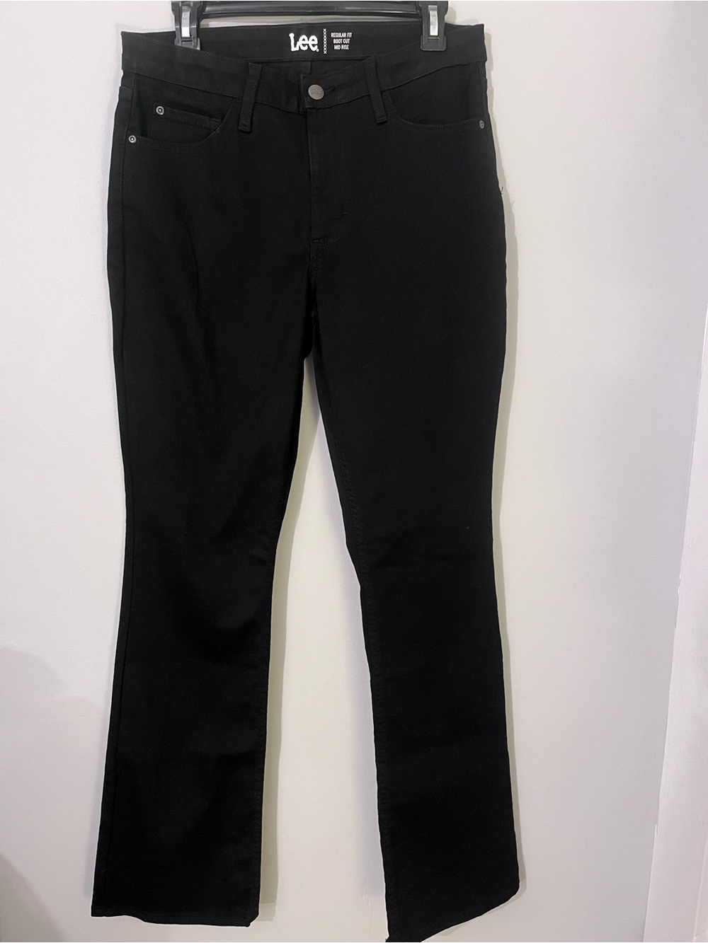 NWT Lee Women's Sleek Black Mid-Rise Boot Cut Stretch Jeans 10 Reg